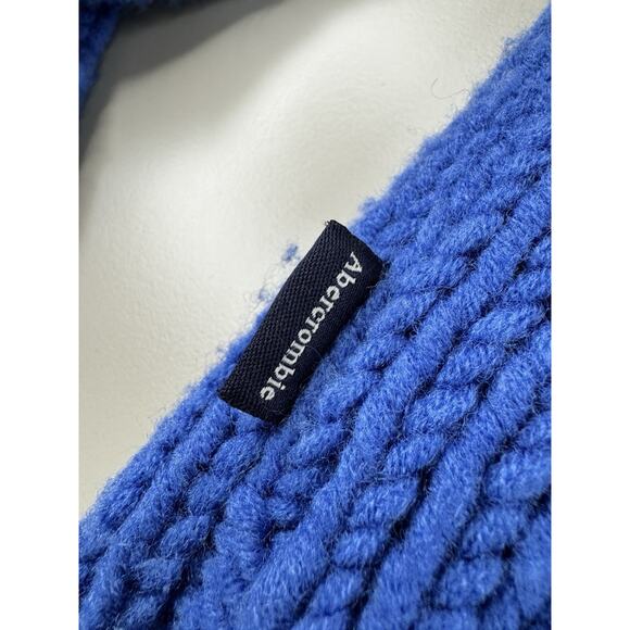 Vintage Abercrombie & Fitch Y2K Women’s Wool Blend Knit Zip Up Hoodie M Blue - Picture 8 of 11
